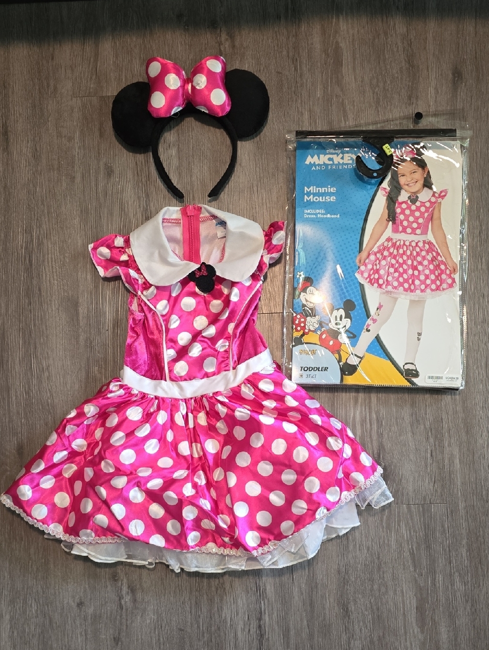 Disney Pink and White Polka Dot Minnie Mouse Costume with Ear Headband
